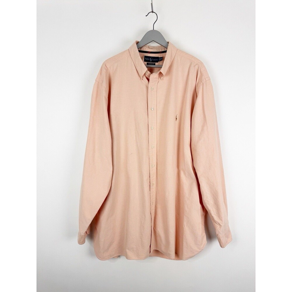 Ralph Lauren Men's Salmon Pink Long Sleeve Classic Fit Button Down Shirt